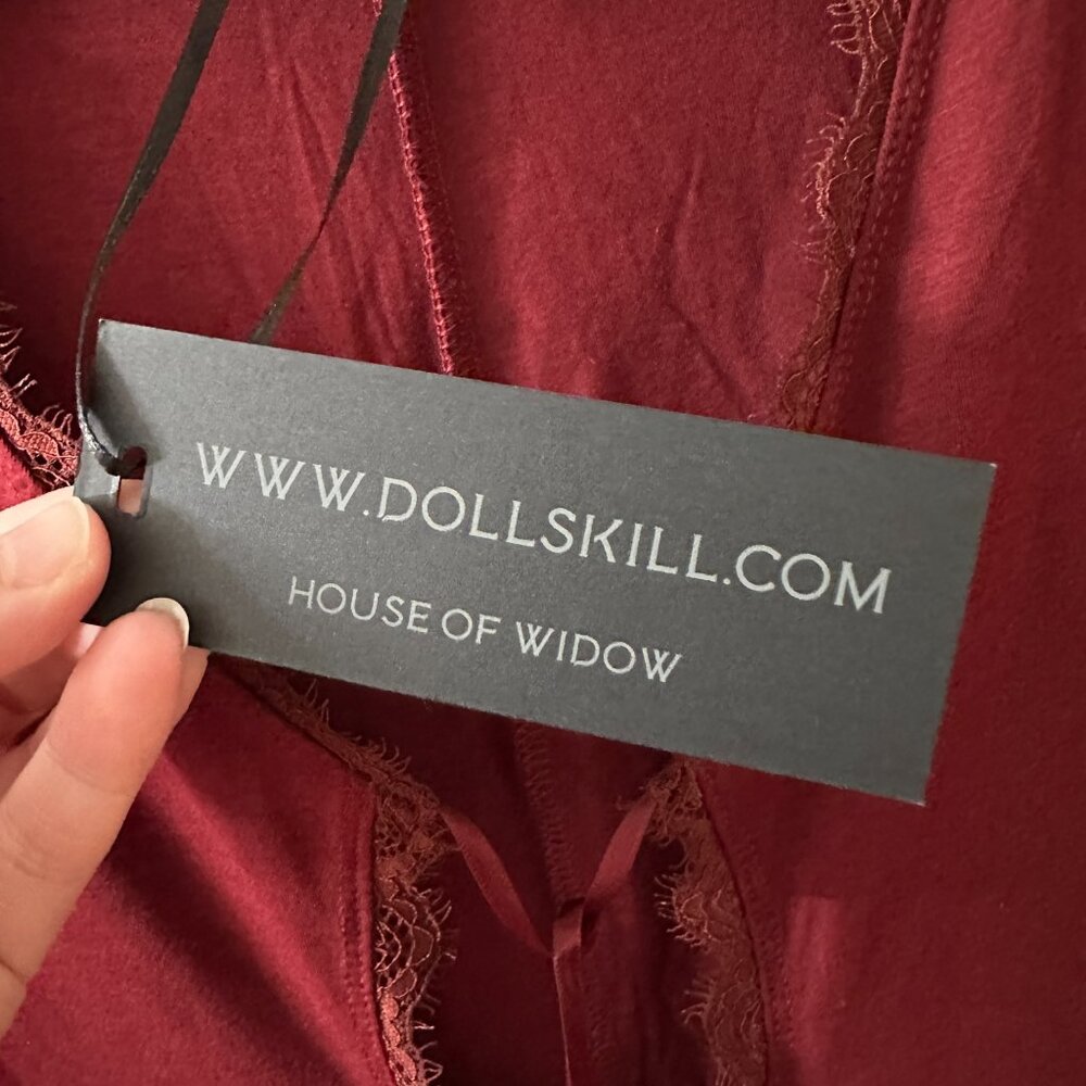 NWT Widow Dolls Kill Whispering Wind Romper XL Burgundy Goth Punk Witchy - Picture 5 of 7